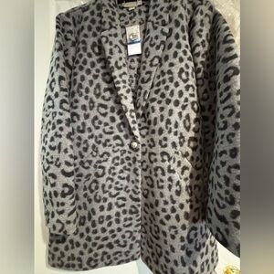 Michael Kors Gray Leopard Print Coat